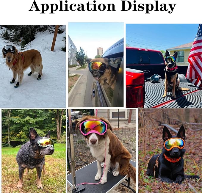 Soft Samll Dog Sunglasses Dog Goggles for Large Breed UV/Wind/Dust Protection Winproof Dog Puppy Sunglasses Pet Glasses Eye Wear with Adjustable Strap (Bule Frame & Silver Lens/Small)