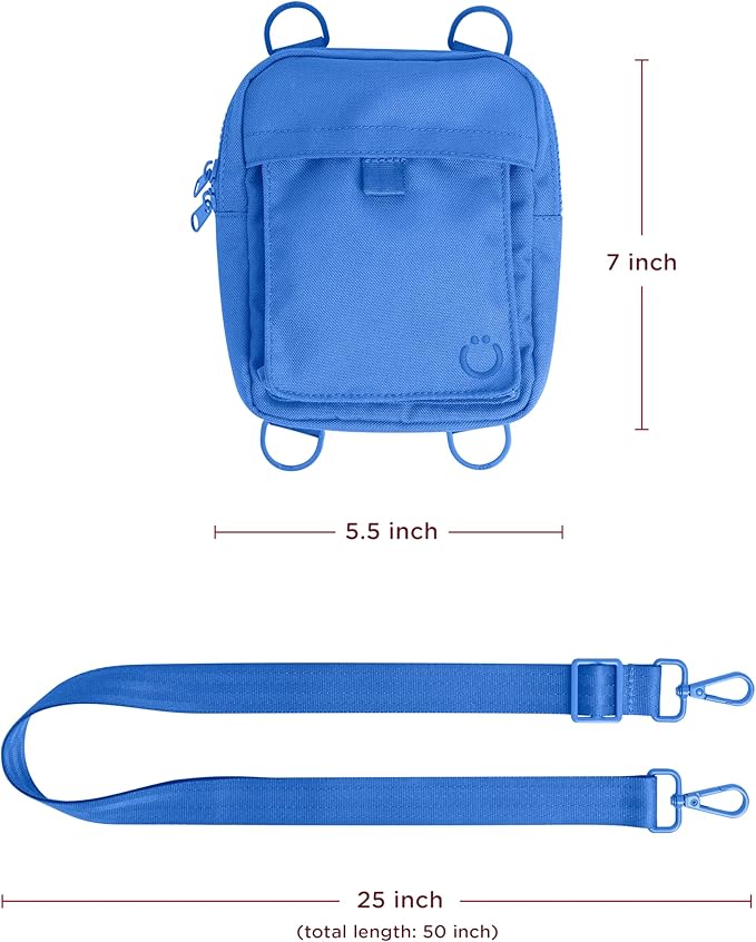 Ubbi Dog Treat Pouch for Training & Walking, 3-Way Wear Options - Crossbody, Waist, or Clip-On - with Magnetic Closure & Poop Bag Dispenser, Recycled RPET, Blue