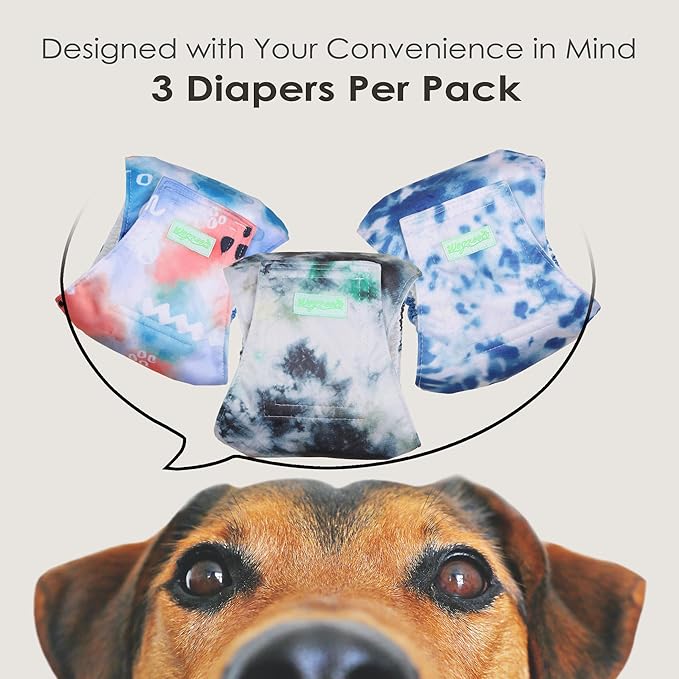 wegreeco Washable Male Dog Belly Band (Stylish Pattern)- Pack of 3 - Washable Male Dog Belly Wrap, Dog Diapers Male (Tie-dye, Ink, X-Small)