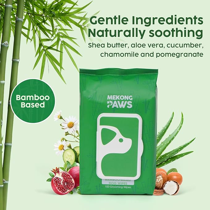 Bamboo Grooming Wipes - Unscented - Freshening Wipes for Dog & Cat - Skin-Friendly & Gentle - Thick & Durable for Paws, Coat & Bum Cleansing - 400 Count