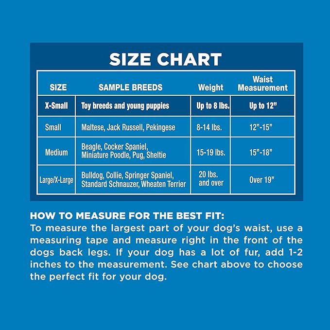 Four Paws Wee-Wee Super Absorbent Disposable Adjustable Dog Potty Training Diapers, Leak-Proof Protection for Dogs, Size Extra Small, Up to 8" Waist, 36 Count