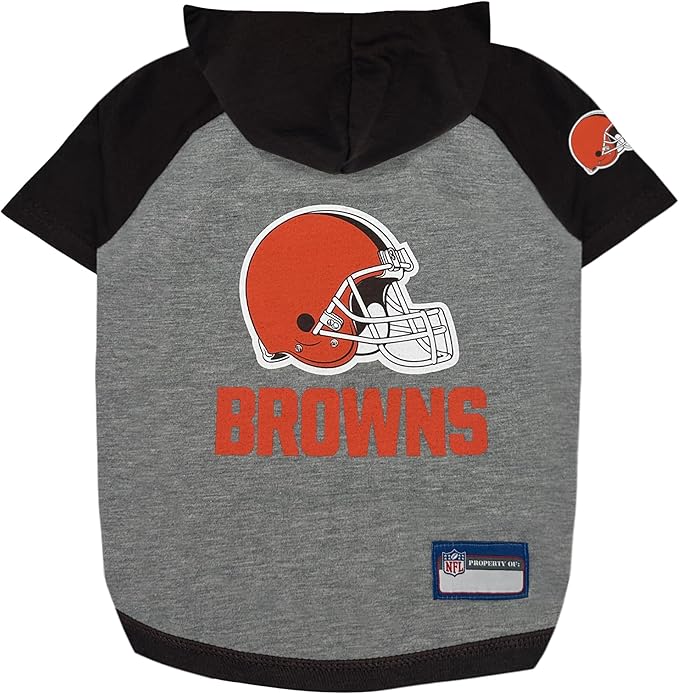 Pets First NFL Cleveland Browns Hoodie T-Shirt for Cats, X-Small, CLE-4044-XS