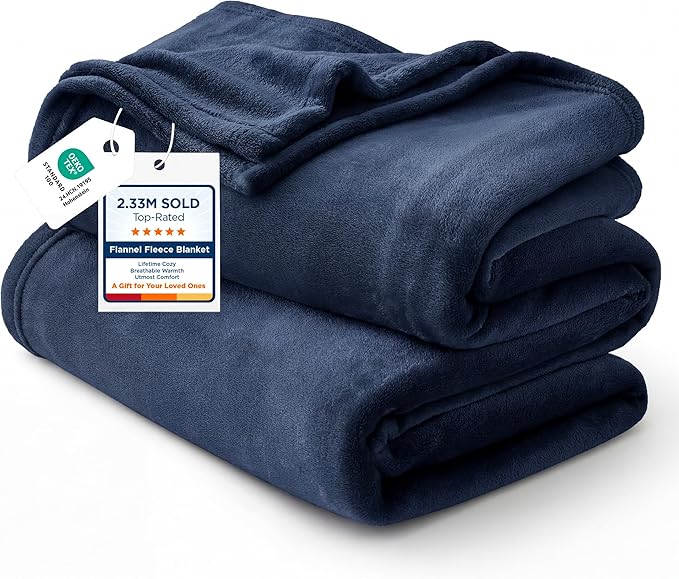 Bedsure GentleSoft Fleece Blanket California King Navy Blue - Lightweight Plush Fuzzy Cozy Soft Bed Blankets, 102x96 inches