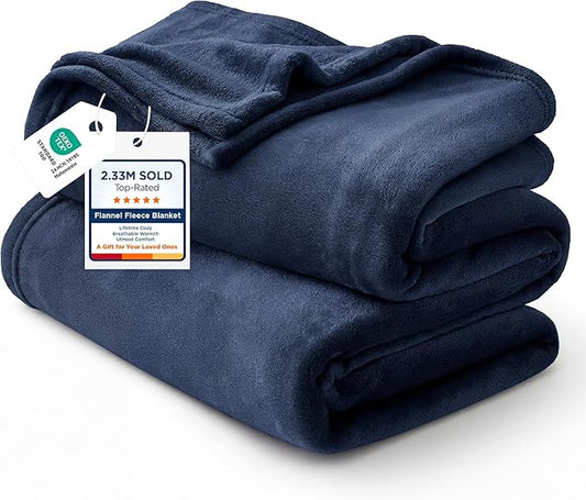 Bedsure GentleSoft Fleece Blanket California King Navy Blue - Lightweight Plush Fuzzy Cozy Soft Bed Blankets, 102x96 inches