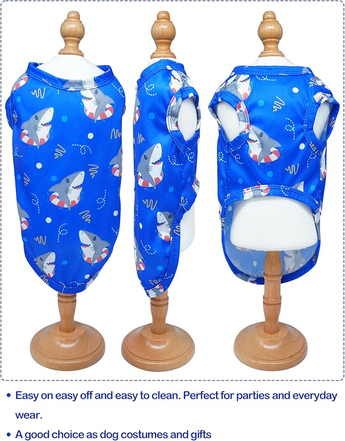 PET SHOW 4 Pack Paw Bone Printed Dog Clothes Shirts Soft Vest Lightweight Sleeveless Cats Doggies T-Shirts Puppies Tank Top Tee for Small Medium Dogs White Black Pink Blue (Large, Blue for Boys)