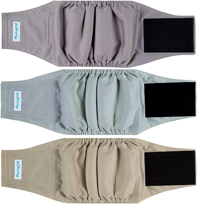 Paw Legend Washable Dogs Diapers Male Dog Belly Bands for Male Dogs Diapers Reusable Puppy & Doggie Diapers Male (3 Pack, X-Large)