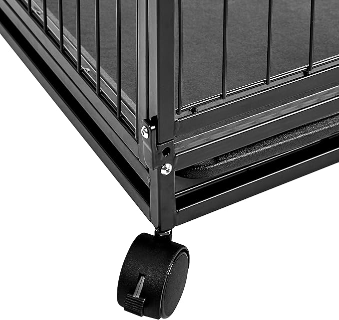 Amazon Basics - Portable Heavy Duty Stackable Dog Pet Kennel with Tray, Black, 48.2" L x 37.8" W x 42.5" H