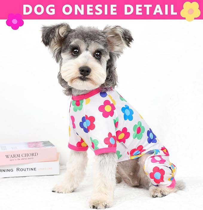 Dog Pajamas Spring Summer Dog Clothes for Small Medium Dogs Girl Boy Cute Soft Puppy Pjs Clothes Doggie Onesies Cat Pet Jammies Outfit (Rose,XS)
