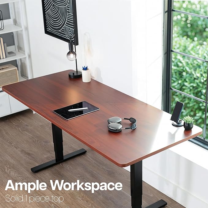 VIVO Dark Walnut Universal 71 x 30 inch Solid One-Piece Table Top for Standard and Sit to Stand Height Adjustable Home and Office Desk Frames, DESK-TOP71D