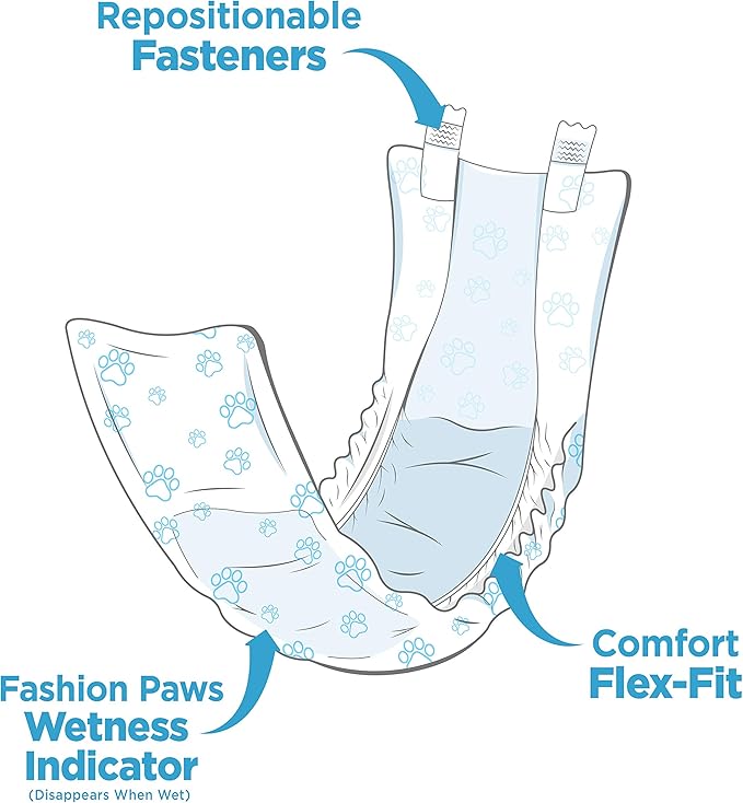 Four Paws Wee-Wee Super Absorbent Disposable Adjustable Dog Potty Training Male Wraps Diapers, Leak-Proof Protection for Puppies and Small Dogs, Extra Small, 36 Count
