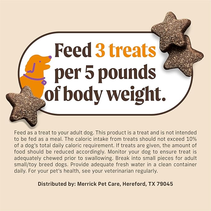 Merrick Power Bites Natural Soft And Chewy Real Meat Dog Treats, Grain Free Snack With Real Chicken Recipe - 6 oz. Bag