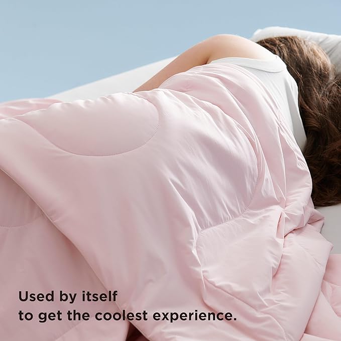 Bedsure Cooling Blankets for Hot Sleepers - Cooling Comforter, Cold and Lightweight Gift for Night Sweats, Full Size Ice Breathable Summer Blanket for Bed, Pink, 80x90 Inches