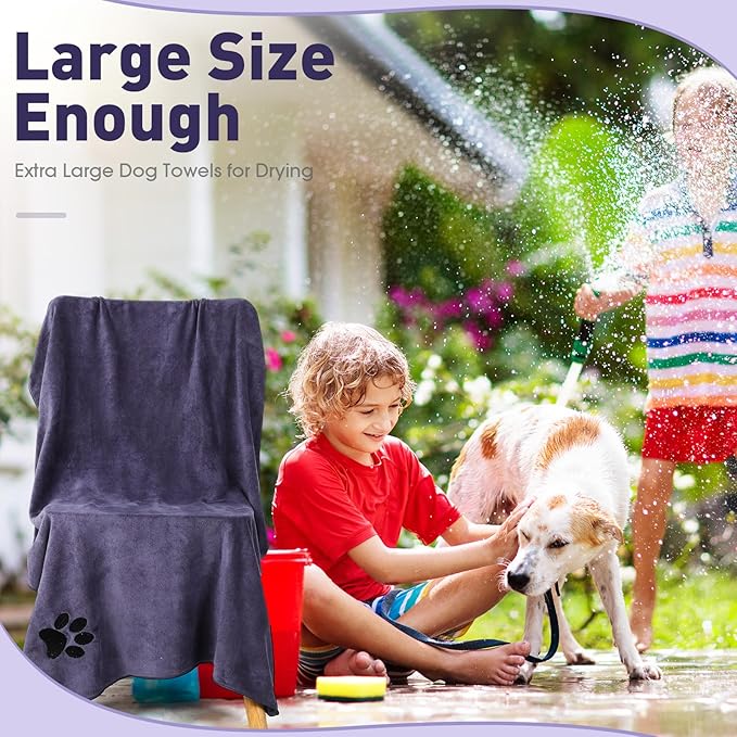 71 x 31.5'' Extra Large Dog Towels for Drying Dogs Large Absorbent Soft Microfiber Pet Grooming Towel Bath Towel, Grey