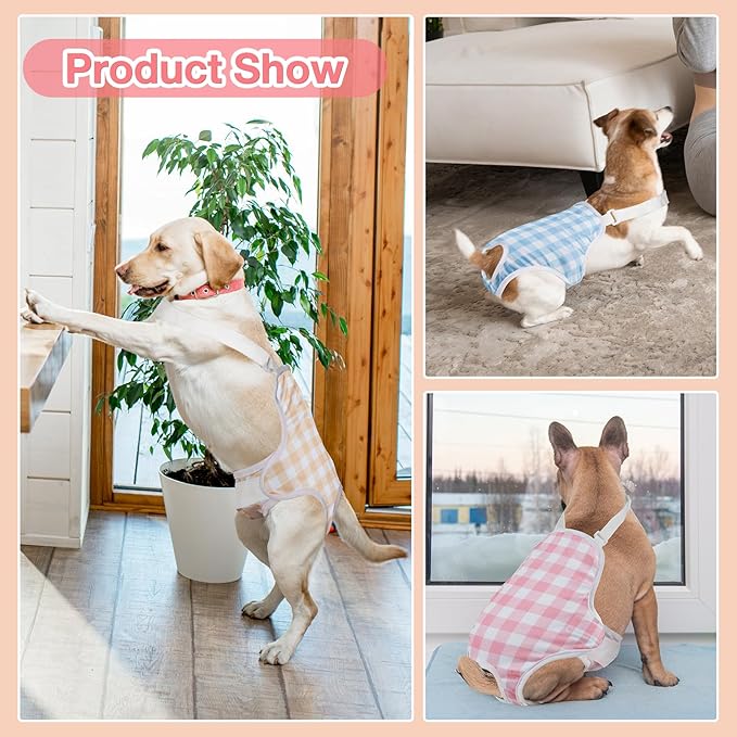 MICOOYO Dog Diaper Onesie Sanitary Pantie with Adjustable Suspender Washable Dog Period Panties Doggie Diapers Pet Underwear Female Dogs Diapers for Heat (Striped, XS/S)