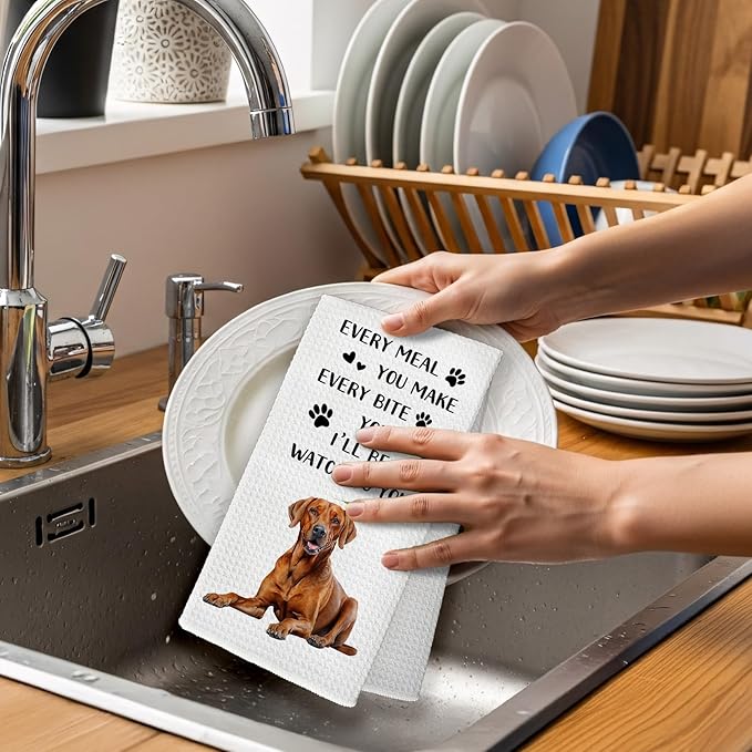 Rhodesian Ridgeback Dog Kitchen Towels, Rhodesian Ridgeback Gifts for Women Owners Hand Towel, Every Meal You Make Funny Decorative Tea Dish Towels for Kitchens, Dog Kitchen Decor, 16x24in