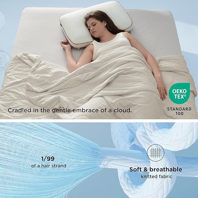 Bedsure Cooling Blankets for Hot Sleepers - Cooling Comforter, Cold and Lightweight Gift for Night Sweats, Full Size Ice Breathable Summer Blanket for Bed, Linen, 80x90 Inches