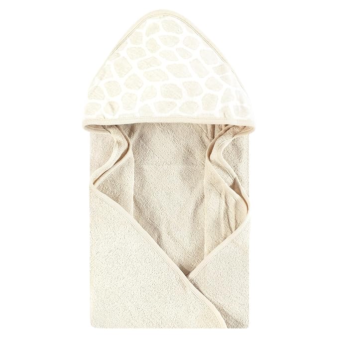 Hudson Baby Unisex Baby Cotton Animal Face Hooded Towel, Beige Giraffe, One Size