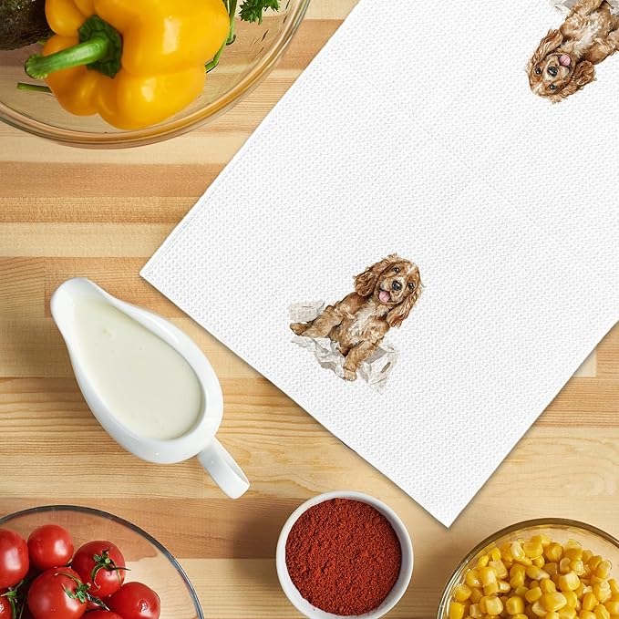 Funny Cocker Spaniel Gifts Bathroom Hand Towels, Dog Bathroom Decor, Gifts for Cocker Spaniel Lovers Dish Tea Towels, Kids Bath Room Washroom Toilet Decorative Hand Towel 16x24 Inch