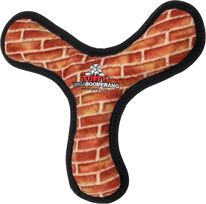 TUFFY - World's Tuffest Soft Dog Toy - MEGA -Multiple Layers. Made Durable, Strong & Tough. Interactive Play (Tug, Toss & Fetch). Machine Washable & Floats (Bommerang Brick, Large)