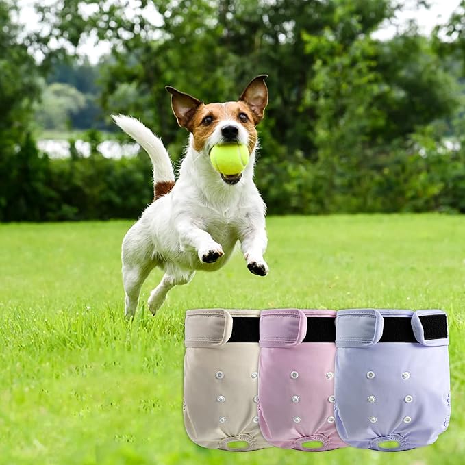 3 Pack Washable Female Dog Diapers,Reusable Diaper for Doggie,Highly Absorbent Dog Diaper,Adjustable Leakproof Puppy Diapers Skirt for Heat,Incontinence,Period Doggy Nappies M