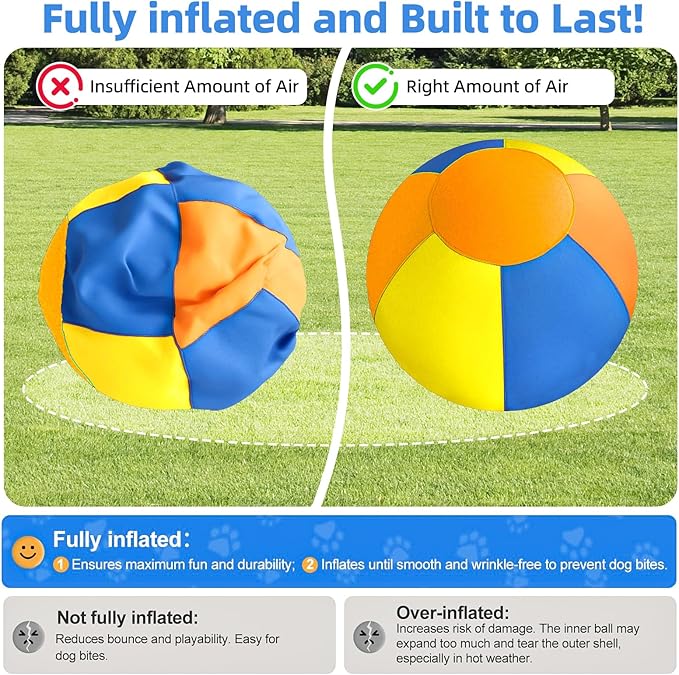 18" Herding Ball for Dogs - Upgraded Chew-Resistant Double-Layer Material Durable Waterproof Dog Toy Suitable for Australian Shepherds, Cattle Dogs, Sheepdogs (Orange+Yello+Blue)