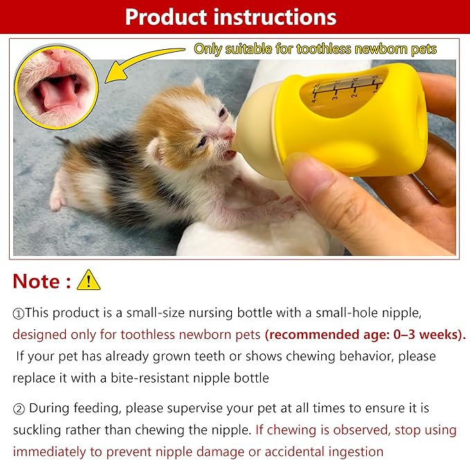 Puppy Bottles for Nursing，Kitten Bottles for Nursing，Pet Feeding Bottle，(Yellow- 20ml)
