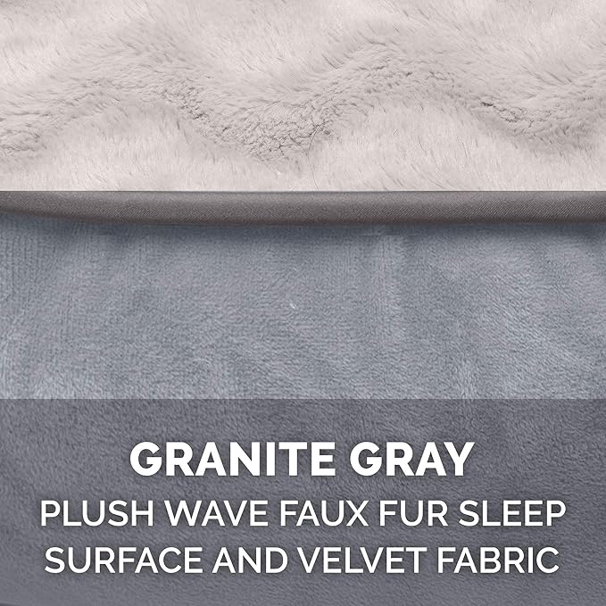 Furhaven Replacement Dog Bed Cover Perfect Comfort Plush & Velvet Waves Sofa-Style, Machine Washable - Granite Gray, Jumbo Plus (XX-Large)