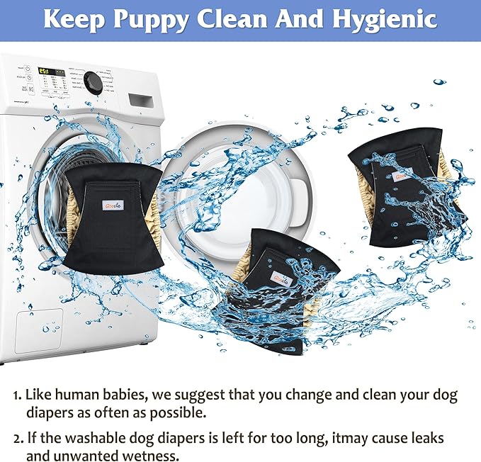 Reusable Dog Diapers Male 3Pcs, Premium Washable Belly Band for Male Dogs Small, High Absorbing Male Dog Wraps for Doggie in Incontinence, Excitable Urination and Training(Black, S)