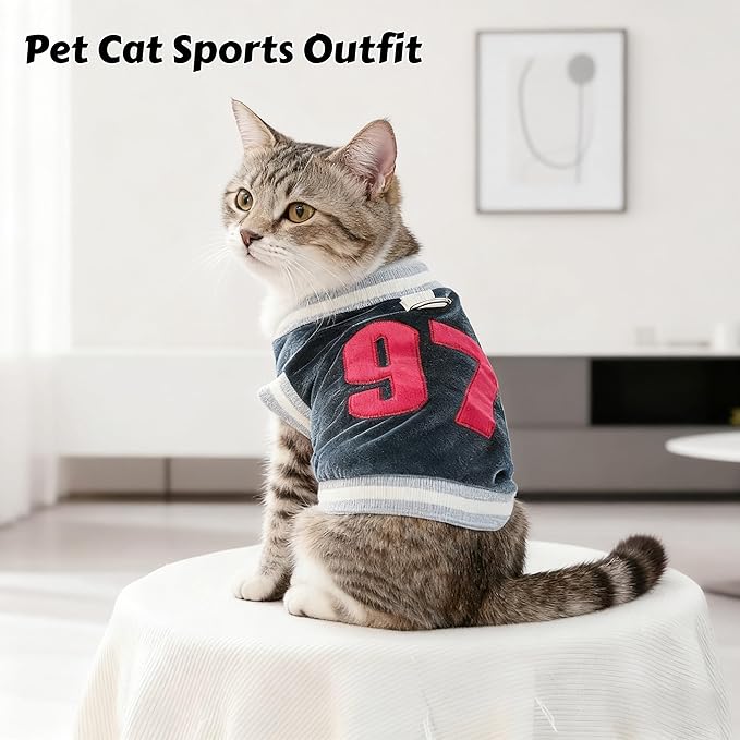 Dog&Cat Jersey,Pet Clothes for Dogs&Cats，Number 97,Soft Warm Cotton Blend Sweatshirt for Fall&Winter, Breathable Cozy Pet Sports Shirt, Durable Outdoor Daily Wear (Blue, XL)