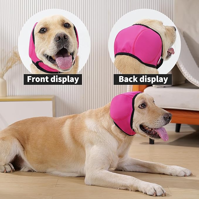 LIANZIMAU Dog Ear Covers for Bath, Swimming & Grooming Water Resistant Dogs Shower Cap Reusable Dog Ear Protection for Noise, Blow Drying Adjustable Ear Wraps for Dogs Bathing Supplies