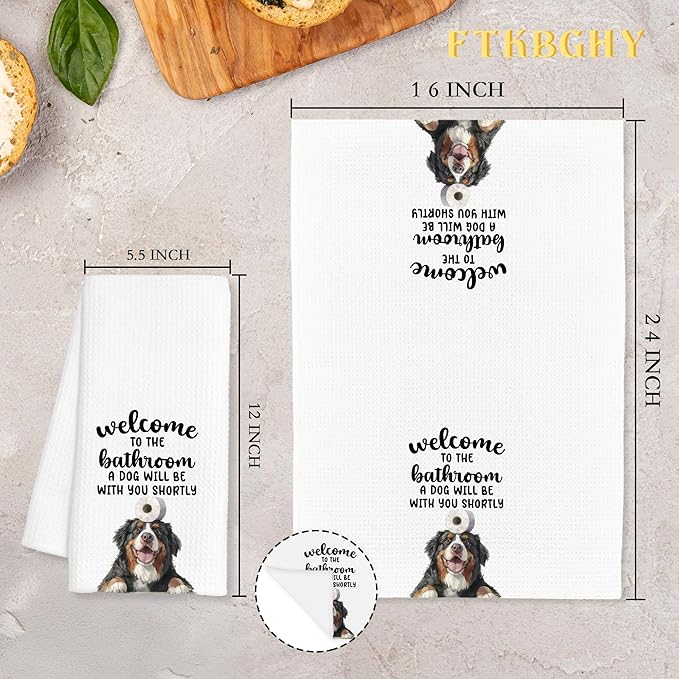 Funny Bernese Mountain Dog Hand Towels for Bathroom Decor, Bernese Mountain Dog Gifts, Dogs Lover Gifts Decorative Hand Towels for Bathroom Restroom Room, 16x24 Inch