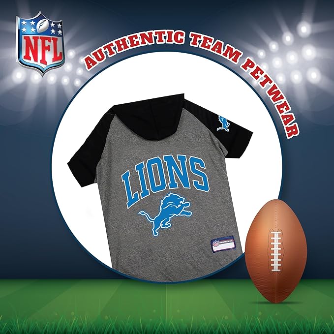 Pets First NFL Detroit Lions Hoodie for Dogs & Cats. | NFL Football Licensed Dog Hoody Tee Shirt, Large | Sports Hoody T-Shirt for Pets | Licensed Sporty Dog Shirt