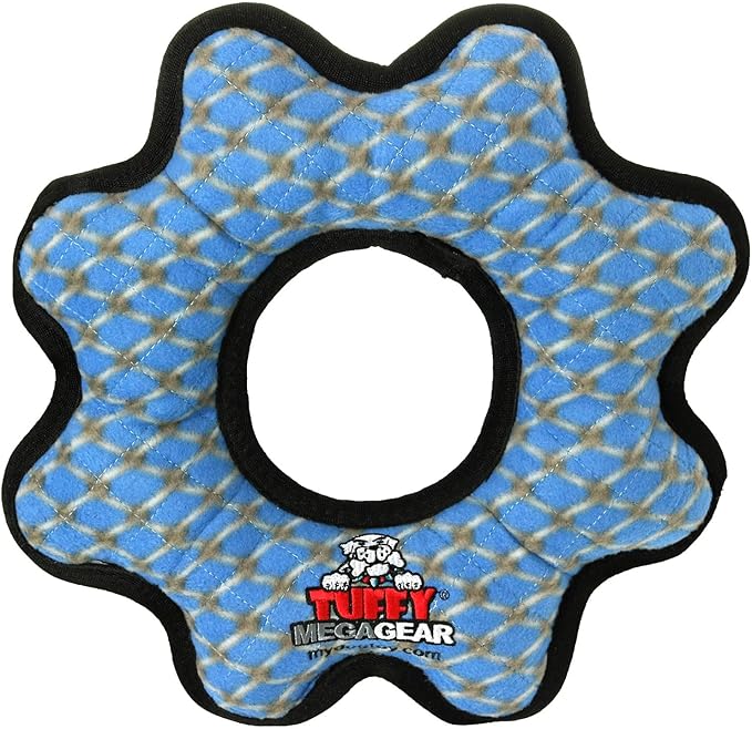 TUFFY - World's Tuffest Soft Dog Toy - MEGA -Gear Ring Chain Link-Multiple Layers. Made Durable, Strong & Tough. Interactive Play (Tug, Toss & Fetch). Machine Washable & Floats
