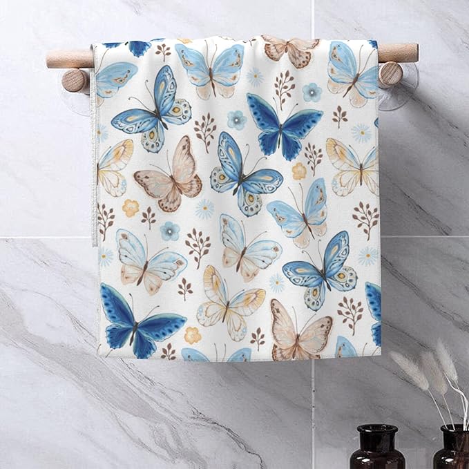 Flying Butterfly Hand Towels for Bathroom Set of 2 Hand Bath Towels Soft Absorbent Decorative Hand Towel for Bathroom Kitchen Yoga Home Decor 14 x 28 in