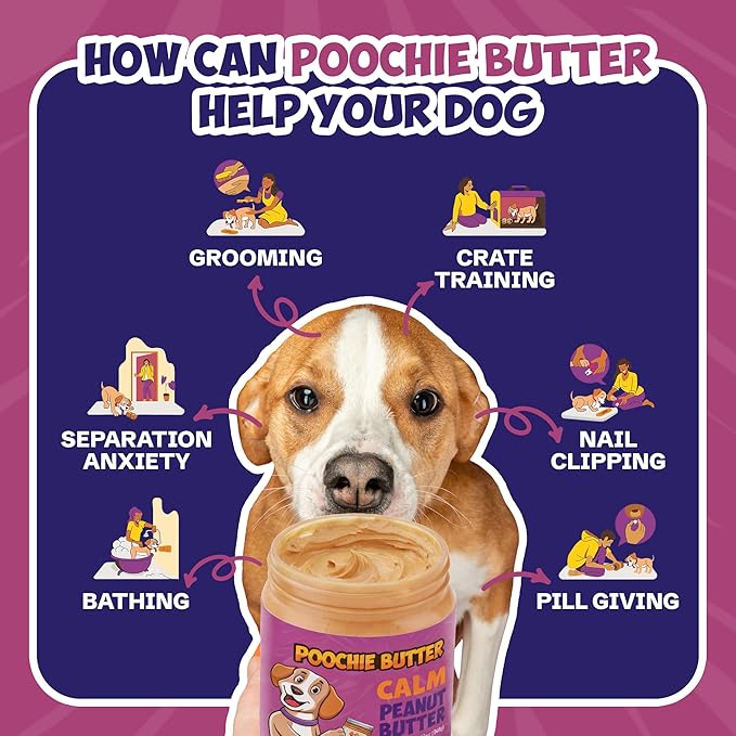 Dilly's Calm Dog Treats | Chunky Dog Peanut Butter with Calm, Natural Dog Snack (12oz Jar)