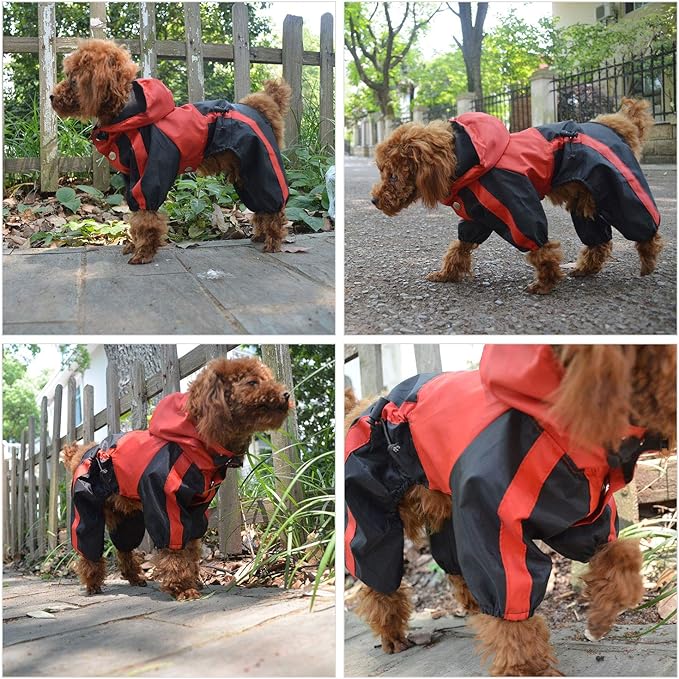 Pet Apparel Large Dog Clothing Raincoat Pet Clothes Rain Coat For Big Large Dogs Red Green Waterproof (L-L, Red)