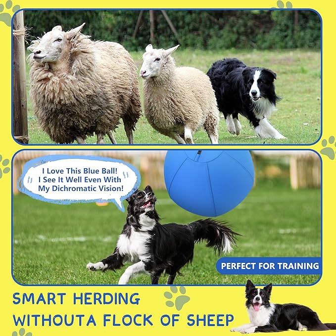 Herding Ball for Dogs and Horses, 18" Jolly Ball for Dogs, Dog Herding Balls for Australian Shepherd Collie, Durable Bite-Resistant with Reinforced Stitching, Medium Dog Toys Gifts for Dogs- Blue