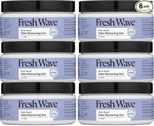 Fresh Wave Lavender Odor Removing Gel, 7 oz., Pack of 6 - Safer Odor Absorbers for Home, Natural Plant-Based Odor Eliminator, Every 7 oz. lasts 15-30 Days, For Cooking, Trash & Pets