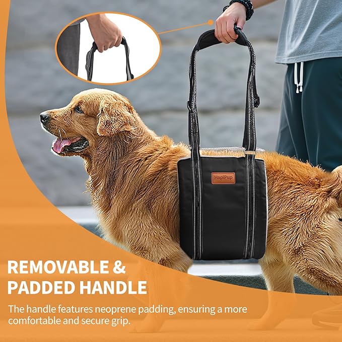 Dog Lift Harness for Large Dogs, Adjustable Comfortable Dog Sling with Handle, Knee & Rear Leg Support for Torn ACL Rehabilitation, Weak Rear Legs, Helps Senior, Disabled Canines(Black,M)