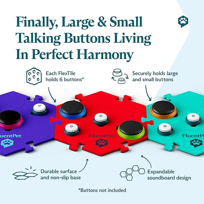 FluentPet Extra Large FlexTile for Big and Small Buttons - Orange - Holds Big 3.5 1.9" Talking Dog and Cat Buttons - Each Button Mat Securely Holds 6 Buttons - Durable and Non-Slip