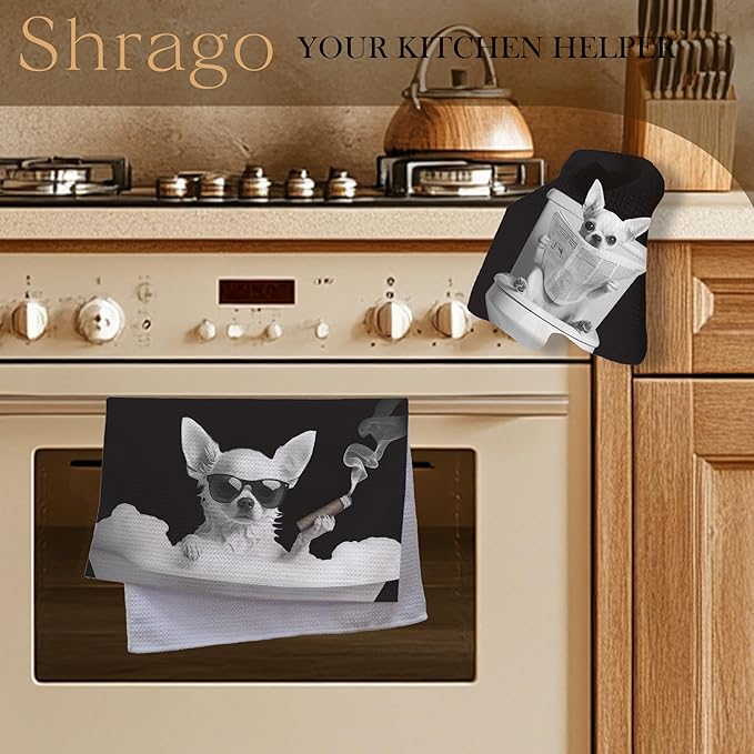 Funny Chihuahua Bathroom Hand Towels, Dog Bathroom Decor, Chihuahua Gifts for Women Men Hand Towels for Bath Room Washroom, Gifts for Dog Lovers, 16x24 Inch Set of 2