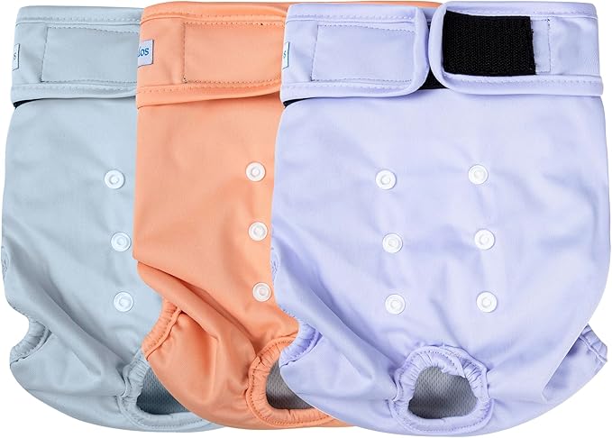 Leekalos Reusable Washable Dog Diapers Female (3 Pack) - Highly Absorbent Doggie Diapers - Size Adjustable Puppy Diapers for Dog Period Panties (Small)