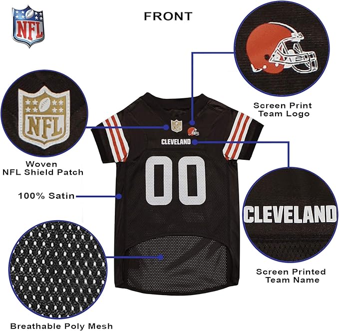 Pets First NFL Cleveland Browns Dog Jersey, Size XX-Large, Football Shirt Costume for Pet, Dog Sports T-Shirt, NFL Team Clothing for Cats, Licensed Pet Apparel Available in 7 Sizes and 32 Teams