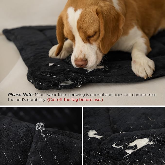 Bedsure Chew Resistant XL Dog Bed - Chew Proof Dog Crate Pad Machine Washable Durable Kennel Mat for Chewers with Reinforced Corners, Black, 41x27 in