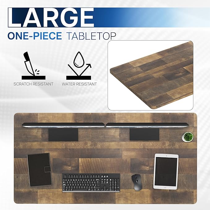 VIVO Universal 55 x 28 inch Solid One-Piece Table Top for Standard and Sit to Stand Height Adjustable Home and Office Desk Frames, Reclaimed Wood, DESK-TOP55-28P