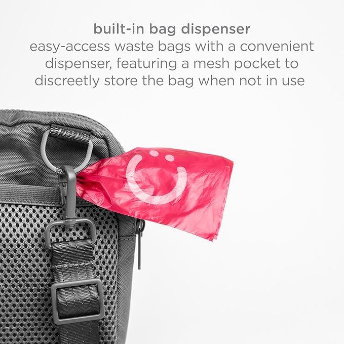Ubbi Dog Treat Pouch for Training & Walking, 3-Way Wear Options - Crossbody, Waist, or Clip-On - with Magnetic Closure & Poop Bag Dispenser, Recycled RPET, Charcoal Gray