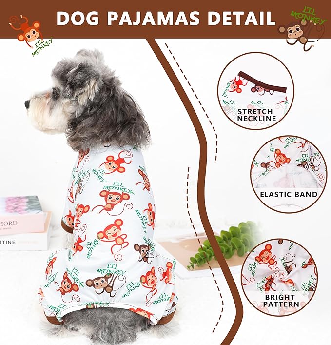 Dog Pajamas Spring Summer Dog Clothes for Small Medium Dogs Girl Boy Cute Soft Puppy Pjs Clothes Doggie Onesies Cat Pet Jammies Outfit (Brown,L)