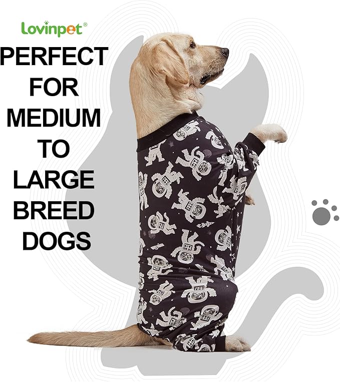 LovinPet Pjs for Dogs - Large Dogs, Slim fit, Lightweight Pullover, Astronaut Print, Pitbull/Large Breed PJ's /3XL