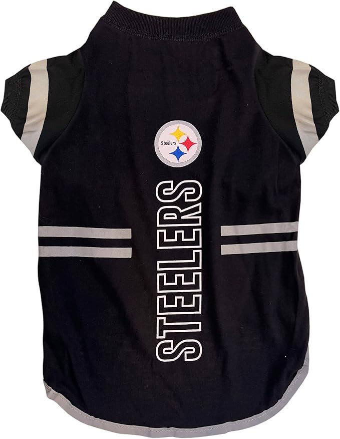 Pets First NFL Pittsburgh Steelers Dog T-Shirt, Football Dogs & Cats Shirt - Durable Sports PET TEE - 3 Sizes, NFL PET Outfit, Reflective TEE Shirt in Team Color, Cool Football Dog Tee