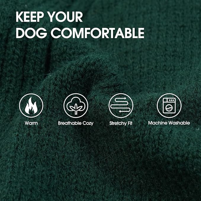 IECOii XL Dog Sweater,Winter Doggy Clothes for Large Dogs Girl Boy,Warm Pullover Xmas Dog Sweater Turtleneck,Lightweight & Good Stretch for Active Dogs Like Beagle,Border Collie (Green,XLarge)